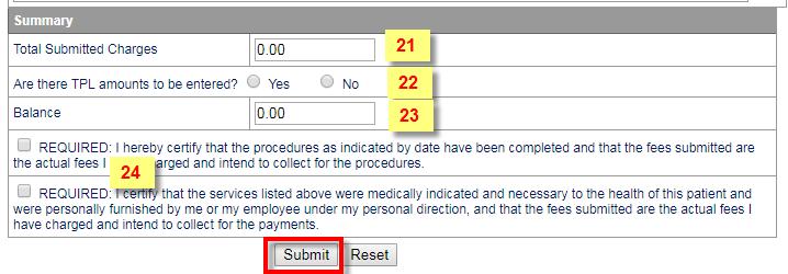 19 Treating Provider ID Enter the NPI of the treating provider 20 Save Click to add the line item to the table above.