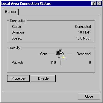 Network Configuration 5 The Local Area Connection Status dialog