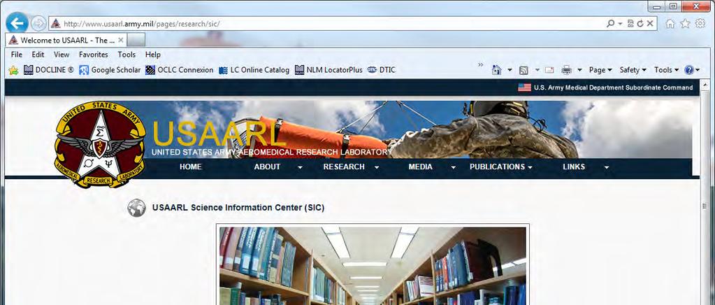 Electronic Resources: USAARL SIC Library web