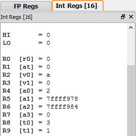 QtSpim window as shown in figure 3. Figure (3): $t0, $t1 registers after run Debugging Suppose your program does not do what you expect. What can you do?