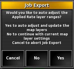 4 3 EXPORTING JOBS Once a job is complete, it can be exported to a USB memory device. As Applied and Variable Rate As Applied jobs are exported differently.