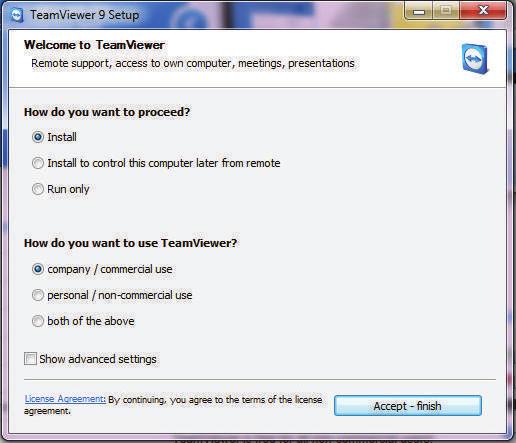 When download is completed and the TeamViewer Setup window appears, select the Install radio button. 4. Select to use the software for Personal/Noncommercial Use.