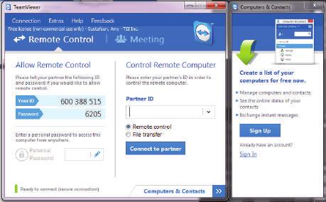 USING TEAMVIEWER FOR REMOTE ACCESS 1. Click the TeamViewer icon to open. 2.
