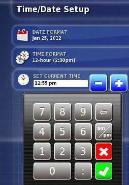 Press the Current Time button to open the keypad and type in the desired