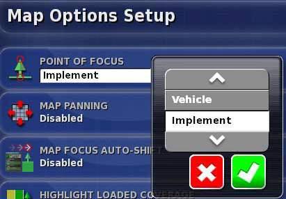 Figure 51 Point of Focus 2 MAP PANNING Map panning allows viewing sections of a field that are not visible because of the auto centering of the vehicle icon on the guidance screen.