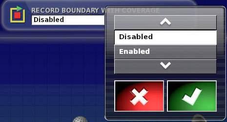 PAUSE BOUNDARY RECORDING WITH MASTER A boundary can be created at the same time as applying material. When disabled, a boundary is created only with no coverage.