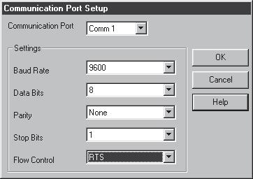 Revision B.000 6) In RPComm, ensure the variables in the Communication Port Setup screen (Figure 6-4) match the settings on the instrument's RS-232 Setup screen.
