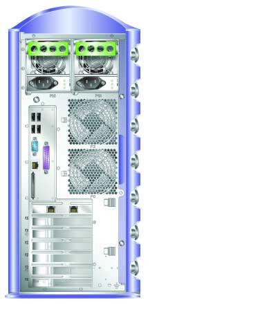 Back Panel Overview Power supply unit(s) Antistatic grounding point Back fans I/O ports Server