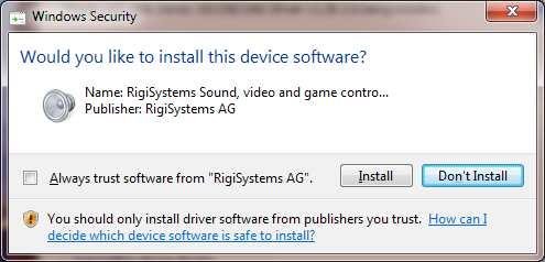 4. Advance the dialogues to install the driver.