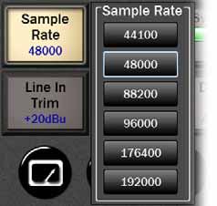 If Hilo has the Sync Source set to Internal, then one can manually choose a sample rate by pressing the Sample Rate button and