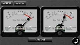 the Meters page or hidden. Tapping the button toggles between Hide or Show Sample Rate info. The information can be seen on the upper left of the VU or Horizontal Meter page. 3.7.