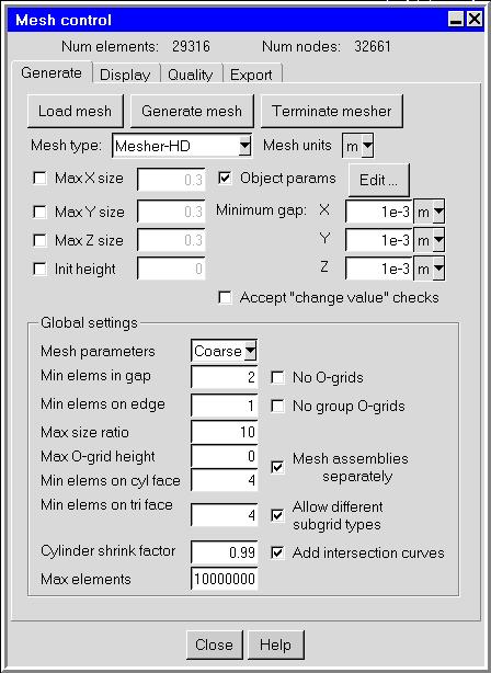 2. Generate a coarse (minimum-count) mesh. Model Generate Mesh (a) In the Global settings section in Mesh control panel, select Coarse in the Mesh parameters drop-down list.