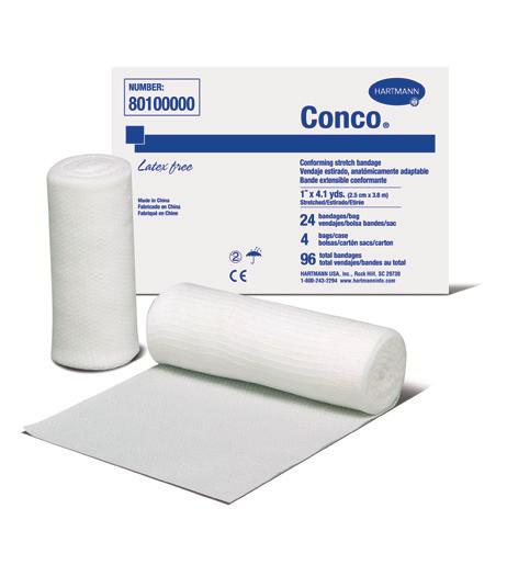 Conco Conforming stretch bandage Secures dressings in place with minimal risk of slipping or constriction Clings to itself when overlapped Conforms to body