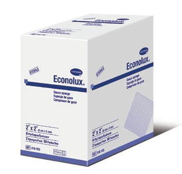 Econolux Gauze sponges 100% absorbent gauze Cut edges are on the inside of the sponge Offered in different product