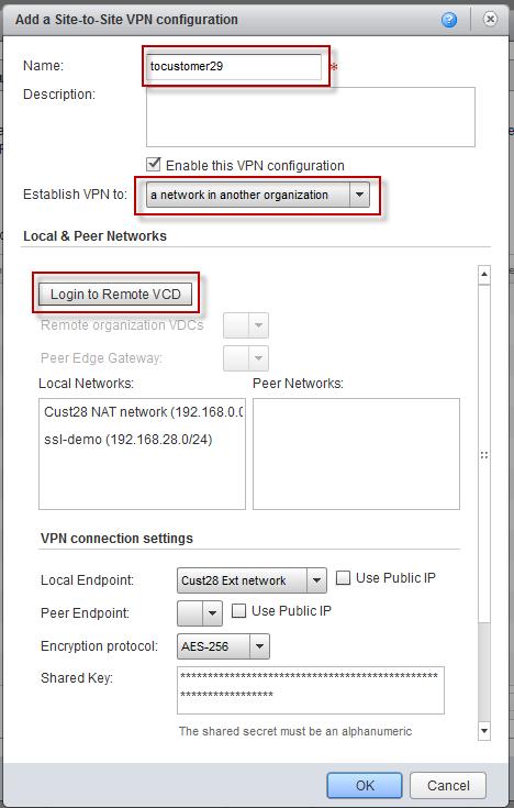 3. The Add a Site-to-Site VPN configuration window will appear: a. Give a name to and a description of the VPN tunnel b.