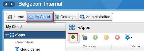 There are several ways in which to initiate the process: Right-click the name of a vapp template and select Add to My Cloud Click the green cross on the My Cloud tab: the Add vapp from catalog window