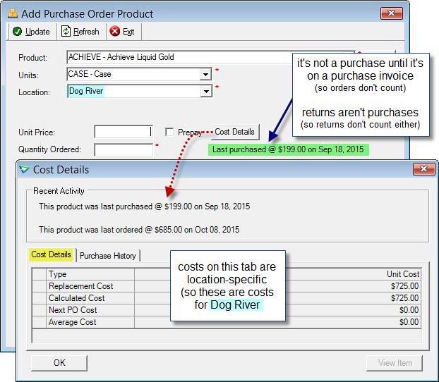 Accounts Payable Purchase Orders - Cost Details When ordering products, agrē will let you know if this product has been