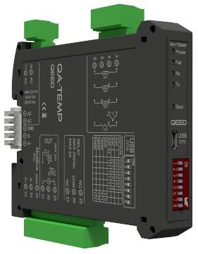 OUTPUT CUENT: 0...20mA programmable, max load resistance 600 ohm. VOLTAGE: 0...10V programmable, min load resistance 2 kohm. CONTACT ALAM: 5A 230Vac SPDT relay fully programmable by FACILE QA- TEMP.