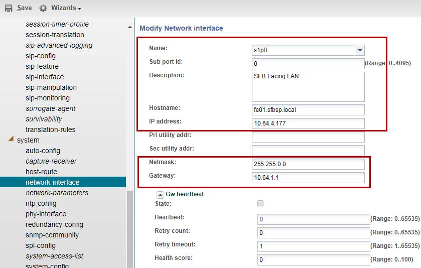 4.3.2 Create Network Interfaces This section defines the network interfaces to the Skype for Business and