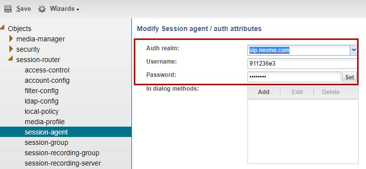 4.3.7.2 Session Agent for Nexmo 1. 2. 3. 4. 5. 6. 7.
