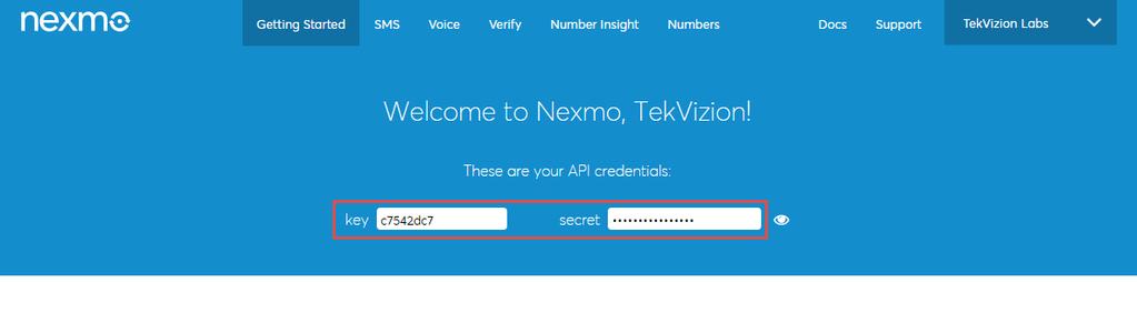 2. In order to provide the URL to which the call has to be routed from Nexmo, navigate to the Numbers tab 3.
