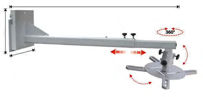 Easy installation. 900-1265 extension arm with 360 rotation & ±20 tilt. Supports up to 15kg.