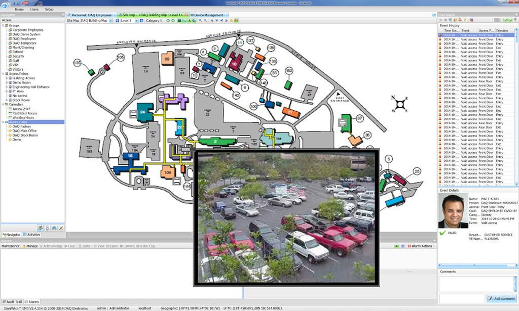 VIDEO MANAGEMENT SITE MAP INTERFACE AUTOMATED VIDEO CALL-UP Using powerful alarm management features, system administrators can assign alarm points to connected cameras, ensuring immediate