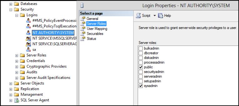 SQL Server & Profitstar Server on the Same Machine Built In Login When the SQL Server and Profitstar Server reside on the same machine, the NT AUTHORITY\SYSTEM login needs to be assigned the public