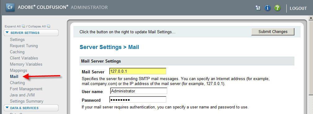 15. Under Server Settings in the left column, click on Mail. Point to your Mail Server for forgotten passwords to be e-mailed back to the address used when registering. 16.