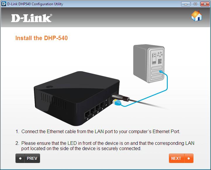 After you have completed the instruction above, then click Next to continue. 1. Connect the Ethernet cable from the LAN port to your computer s Ethernet Port.