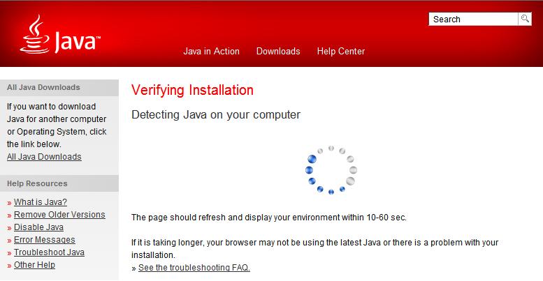 Check the Java version 1. Launch a browser and go to http://www.java.com/en/download/installed.jsp?