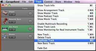 Duplicate a Track The Track - The Most Fundamental Element Duplicating and Naming Tracks Duplicating a Track Click on the background area of the track and choose Duplicate from the Track menu.