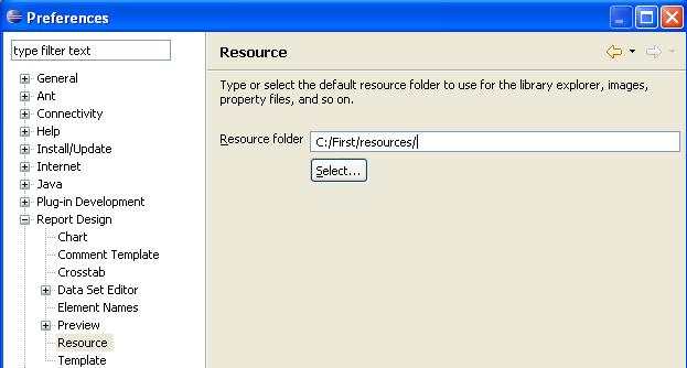 After you create the project, you should create the resources folder. The resources folder will hold all of the images, scripts, and libraries that might be needed for the reports.