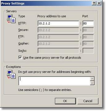 Or click the Advanced button in the LAN Settings window and follow Step a and