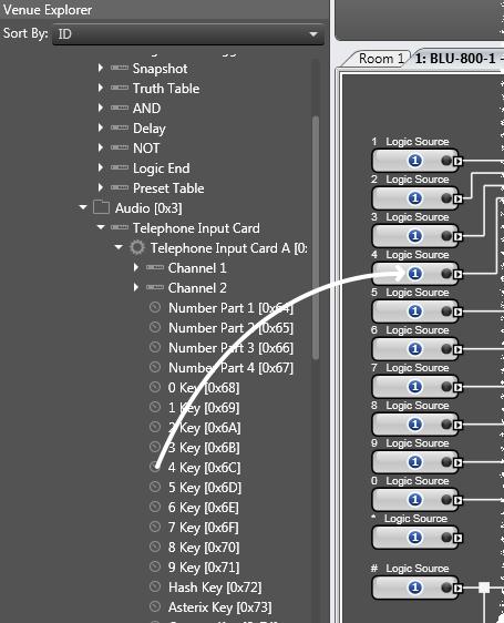 The DTMF Detect values are found under the Telephone Input Card section of the Venue Explorer. The next part of the logic circuit is the counter.