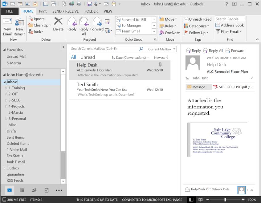 MS Outlook 2013 MS Outlook 2013 is part of the MS Office 2013 Suite of Applications. It is used to electronically communicate with others via e-mail and to manage personal information.