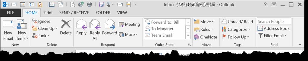 The Ribbon in Outlook 2013 The Ribbon is the user interface in the Outlook 2013 application.