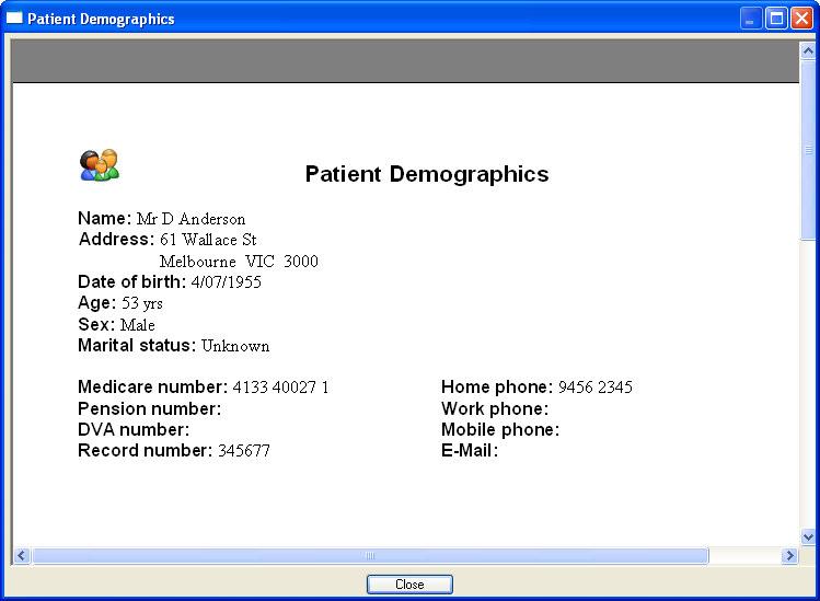 Highlight the name and then click on view demographics to check of this is the patient you want to merge with another file Close the demographics tab.