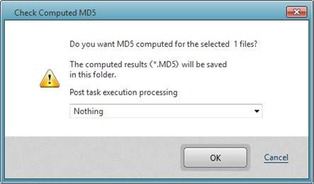 3. Upon completion of Archive task, the following information is displayed in Dashboard window. Compute MD5 hash value 1.