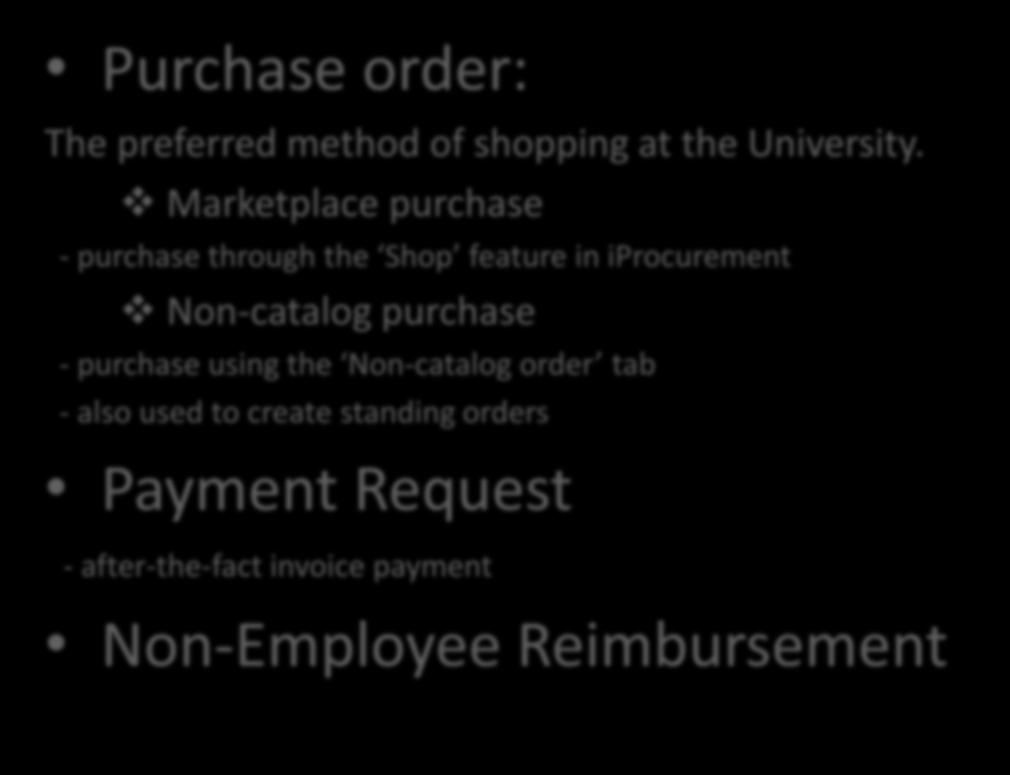 Marketplace purchase - purchase through the Shop feature in iprocurement Non-catalog