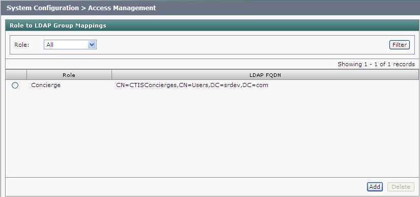Chapter 3 Access Management CTS-Manager 1.5 supports a default concierge that is assigned to endpoints that have no specific concierge assignment.