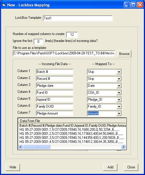 POSTING, CHAPTER 5 103 Compete One-Time, New Template Setup When you need to create a new template, a simple, one-time template setup maps data fields from your bank s data file to the ParishSOFT