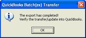 POSTING, CHAPTER 5 109 6. Click the Export Into QuickBooks button to perform the online transfer/ export of the selected transactions into QuickBooks.