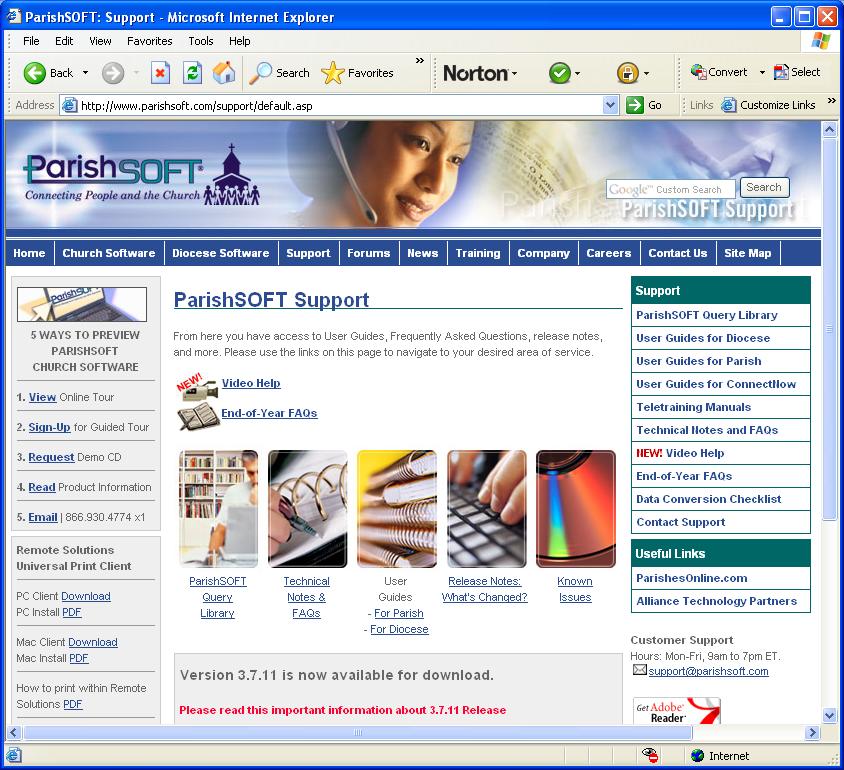 14 PDF files are readable from Adobe s free Acrobat Reader software, available at www.adobe.com. ParishSOFT Online Resources In addition to user guides, www.parishsoft.