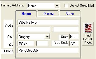Address ParishSOFT lets you store up to three addresses per family: home, mailing, and other. Click the Home, Mailing, or Other tab to enter each respective address.