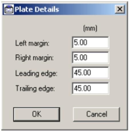 Trailing edge values. If the image falls within the set margins, it will be clipped, as shown below: Note: These margin values do not affect the position of the image on the plate.