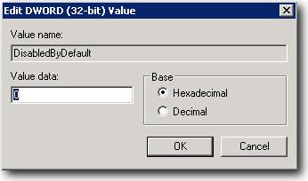 Right-click and select Modify on each Enabled DWORD Key under both Client and Server folders, and