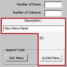 Create a Q-DAS Base Definition To create a new Q-DAS Base Definition record enter a name in the data field labeled