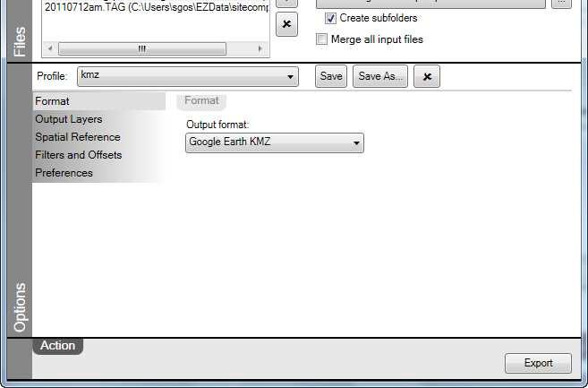 Export GIS Features To configure your features export: Select the Output folder (not available with Configure Batch Export, since the output folder is configured in the Window Configure Batch Export).