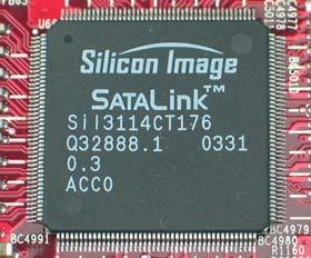 provides support for RAID 0/1/0+1 as well as software RAID 5 using the Silicon Image 3114